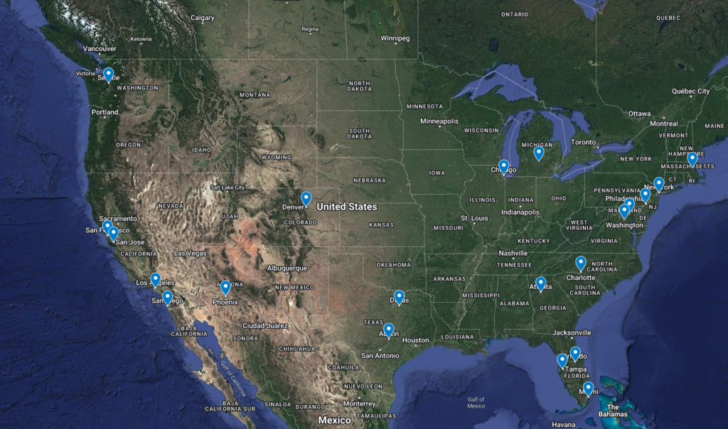 USA map state wise representation